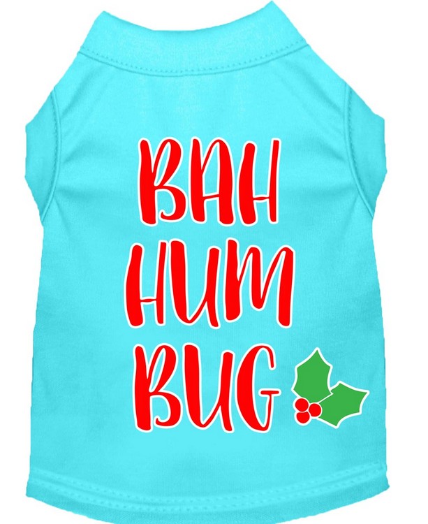 Bah Humbug Screen Print Dog Shirt Aqua Lg